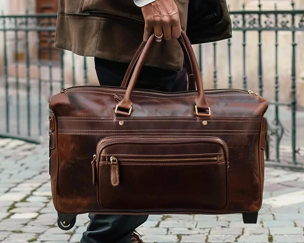 retro luggage with wheels